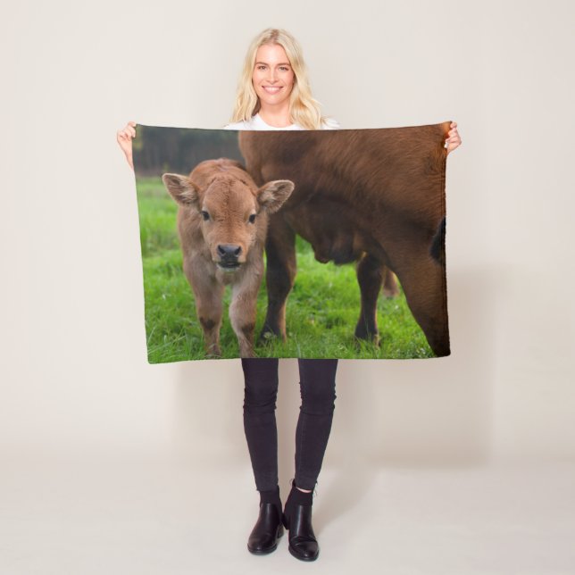 Cutest Baby Animals | Cow & Calf Fleece Blanket (In Situ)