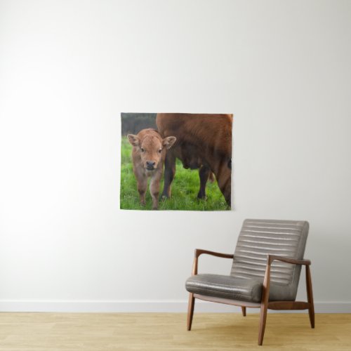 Cutest Baby Animals  Cow  Calf Tapestry