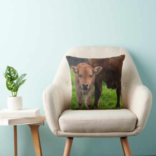 Cutest Baby Animals  Cow  Calf Throw Pillow