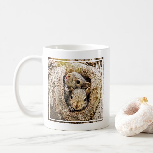 Cutest Baby Animals | Curious Baby Squirrels Coffee Mug (With Donut)