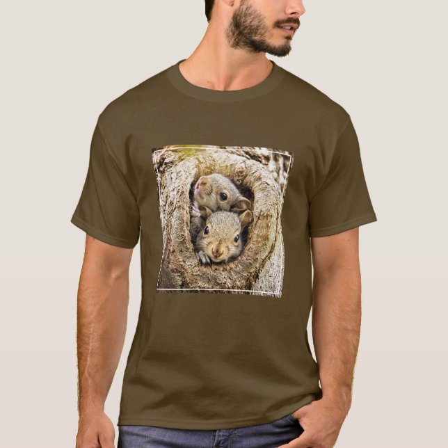 Cutest Baby Animals | Curious Baby Squirrels T-Shirt (Front)
