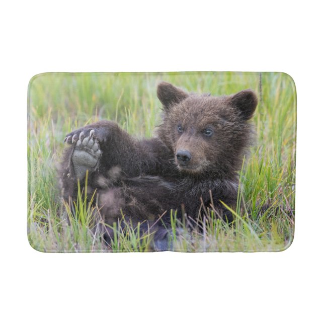 Cutest Baby Animals | Cute Brown Bear Cub Playing Bath Mat (Front)