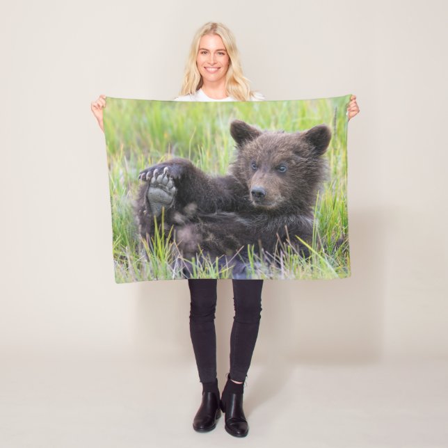Cutest Baby Animals | Cute Brown Bear Cub Playing Fleece Blanket (In Situ)