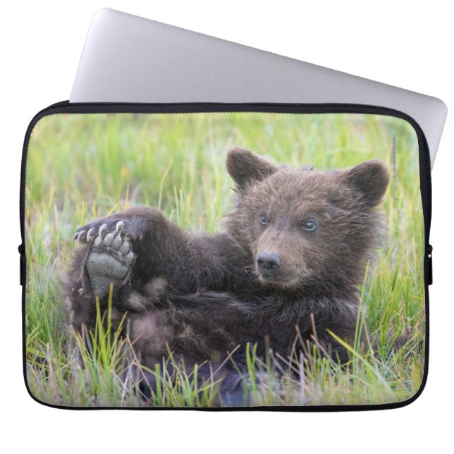 Cutest Baby Animals | Cute Brown Bear Cub Playing Laptop Sleeve (Front)