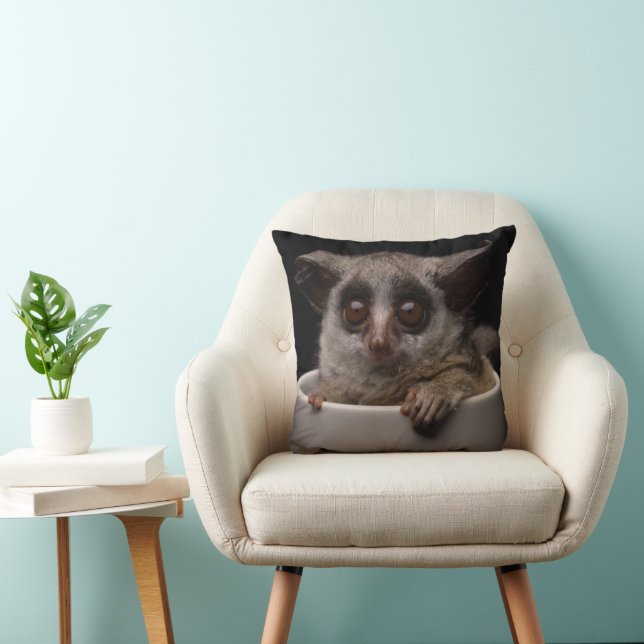 Cutest Baby Animals | Cute Bushbaby Throw Pillow (Chair)