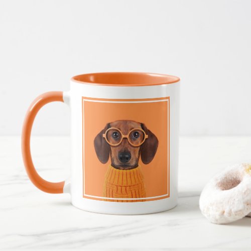 Cutest Baby Animals  Dachshund Orange Sweater Mug