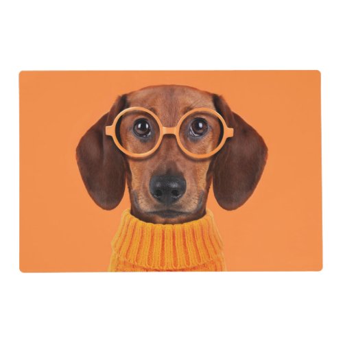 Cutest Baby Animals  Dachshund Orange Sweater Placemat