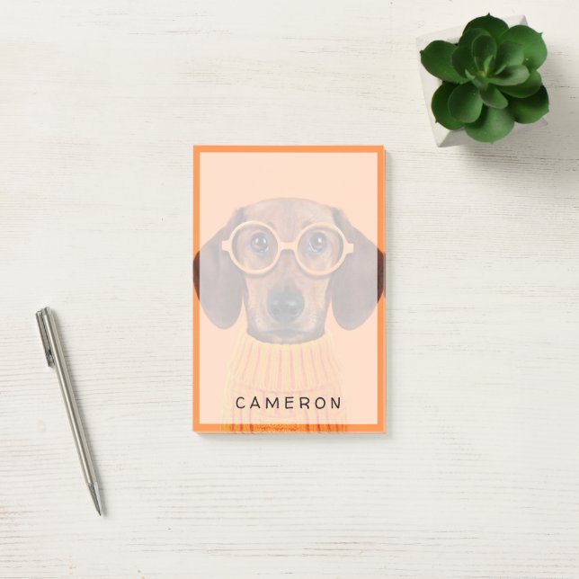 Cutest Baby Animals | Dachshund Orange Sweater Post-it Notes (Office)