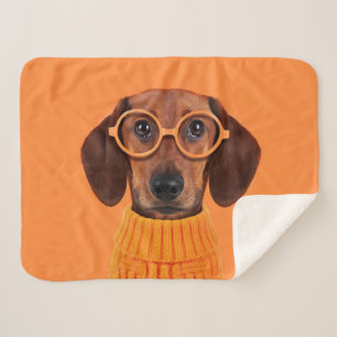 Cutest Baby Animals   Dachshund Orange Sweater Sherpa Blanket