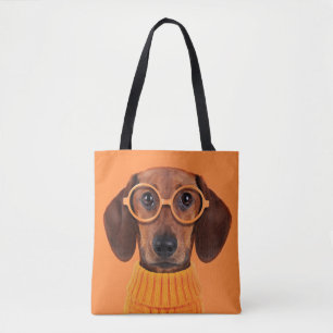 Cutest Baby Animals   Dachshund Orange Sweater Tote Bag