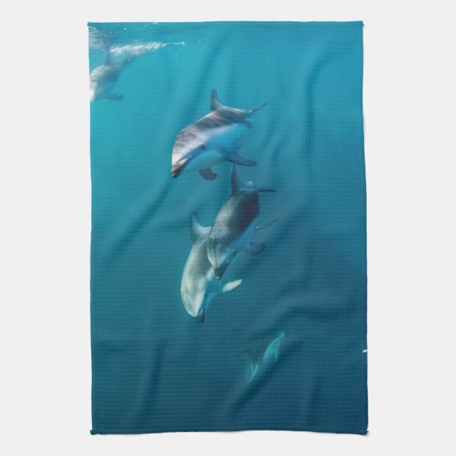 Cutest Baby Animals | Dolphin Family Kitchen Towel (Vertical)