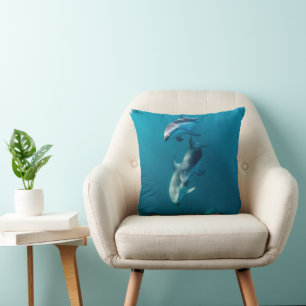 Cutest Baby Animals Dolphin Family Throw Pillow