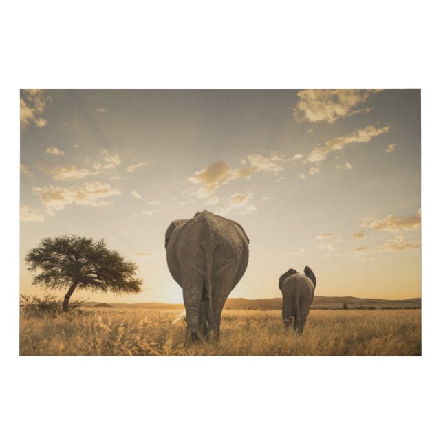 Cutest Baby Animals | Elephant Calf & Mother Faux Canvas Print (Front)