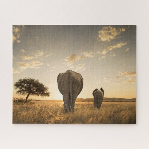 Cutest Baby Animals  Elephant Calf  Mother Jigsaw Puzzle