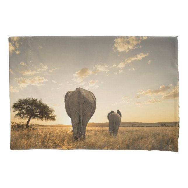 Cutest Baby Animals | Elephant Calf & Mother Pillow Case (Front)