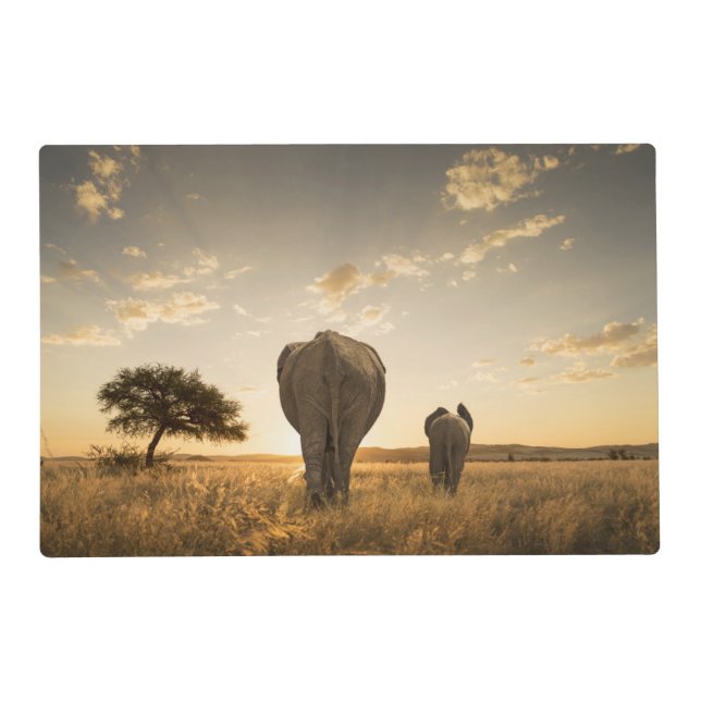 Cutest Baby Animals | Elephant Calf & Mother Placemat (Front)