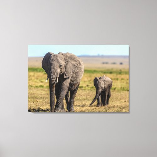 Cutest Baby Animals  Elephant Mother  Baby Canvas Print
