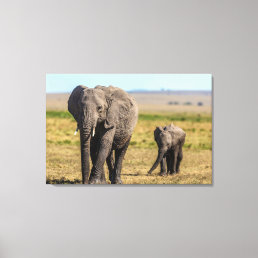 Cutest Baby Animals | Elephant Mother &amp; Baby Canvas Print