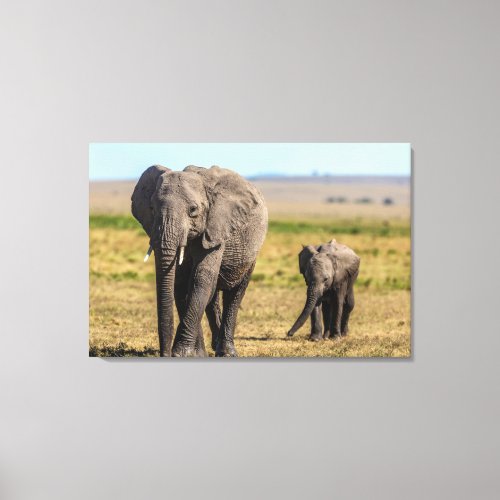 Cutest Baby Animals  Elephant Mother  Baby Canvas Print
