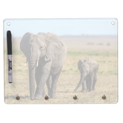 Cutest Baby Animals  Elephant Mother  Baby Dry Erase Board With Keychain Holder