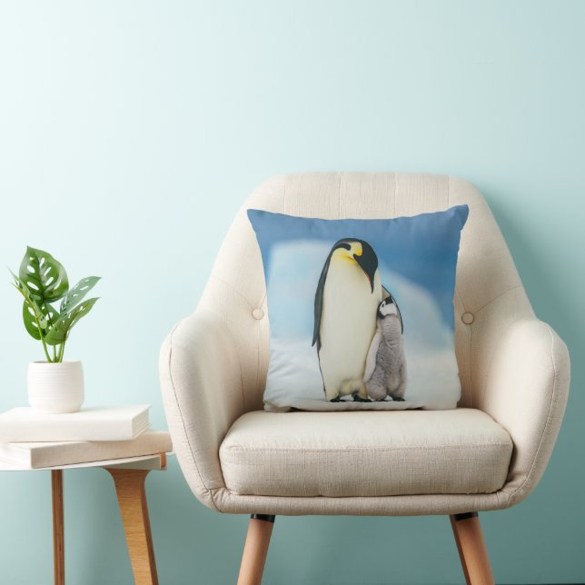 Cutest Baby Animals | Emperor Penguin Chick Throw Pillow (Chair)