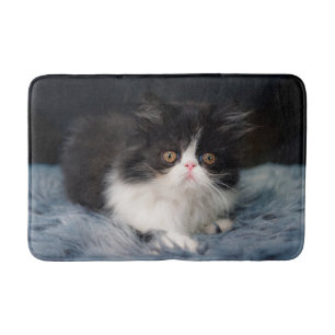 Cutest Baby Animals Fluffy B&W Kitten Bath Mat