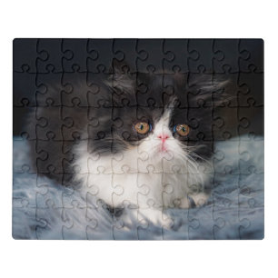 Cutest Baby Animals Fluffy B&W Kitten Jigsaw Puzzle