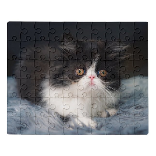 Cutest Baby Animals | Fluffy B&W Kitten Jigsaw Puzzle (Puzzle Horizontal)
