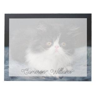 Cutest Baby Animals Fluffy B&W Kitten Notepad