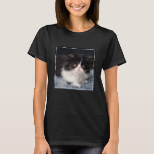 Cutest Baby Animals Fluffy B&W Kitten T-Shirt