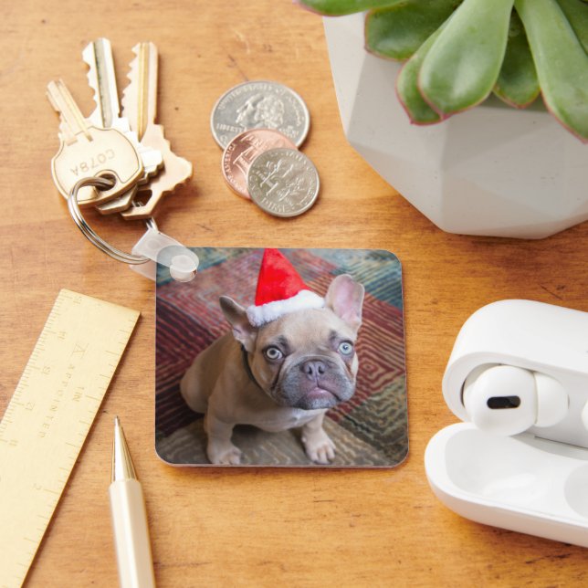 Cutest Baby Animals | French Bulldog Christmas Keychain (Desk)