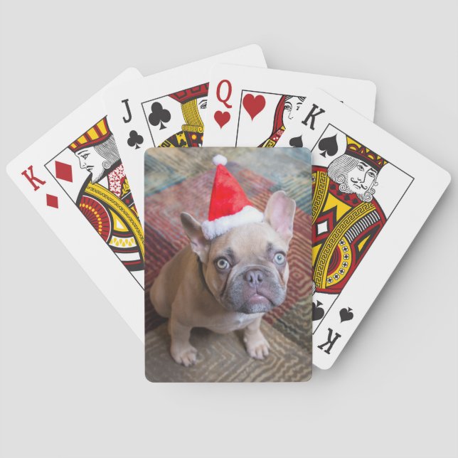 Cutest Baby Animals | French Bulldog Christmas Poker Cards (Back)
