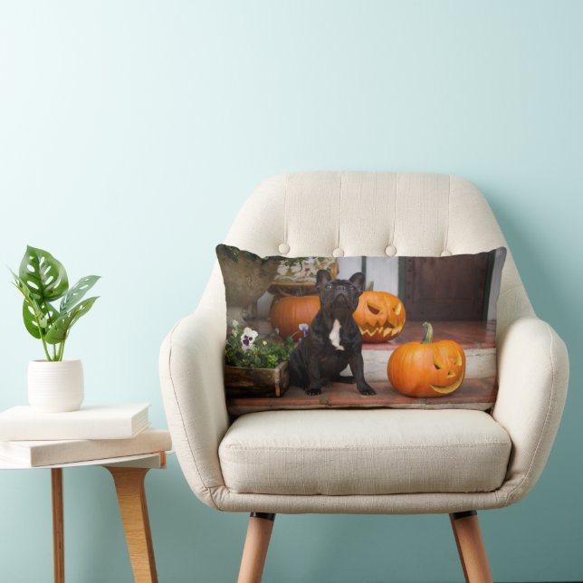 Cutest Baby Animals | French Bulldog Halloween Lumbar Pillow (Chair)