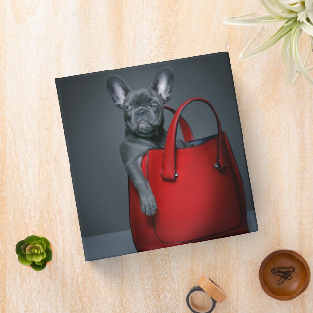 Cutest Baby Animals | French Bulldog in Handbag 3 Ring Binder (In Situ)