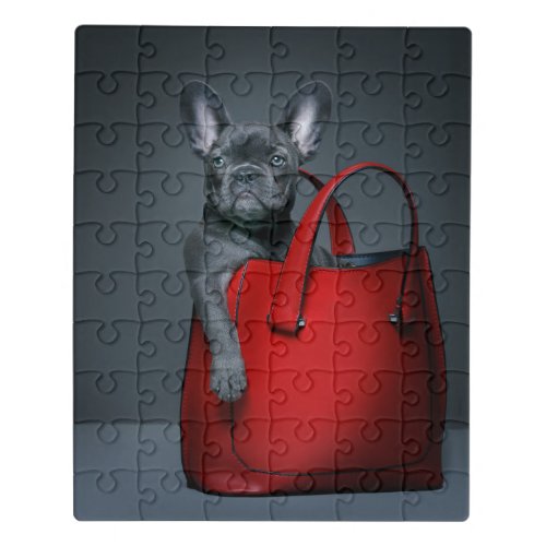 Cutest Baby Animals  French Bulldog in Handbag Jigsaw Puzzle