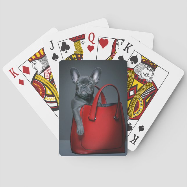 Cutest Baby Animals | French Bulldog in Handbag Poker Cards (Back)