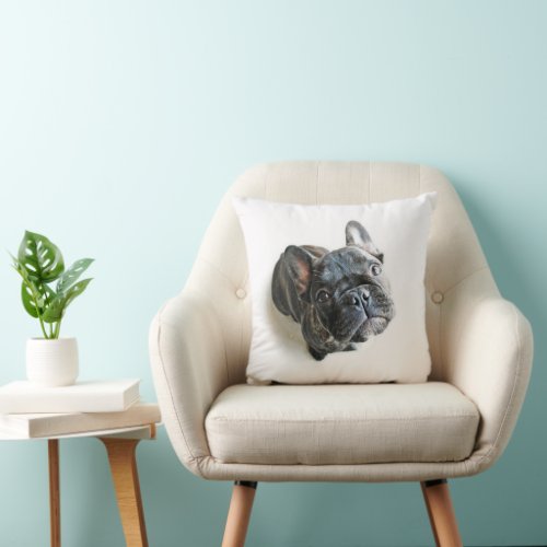 Cutest Baby Animals  French Bulldog Look Up Throw Pillow