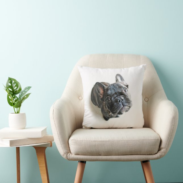 Cutest Baby Animals | French Bulldog Look Up Throw Pillow (Chair)