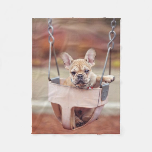 Cutest Baby Animals | French Bulldog Playground Fleece Blanket (Front)