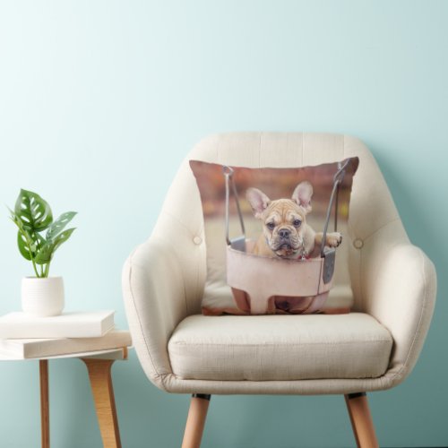 Cutest Baby Animals  French Bulldog Playground Throw Pillow