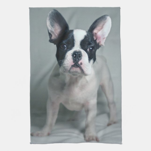 Cutest Baby Animals | French Bulldog Puppy Kitchen Towel (Vertical)
