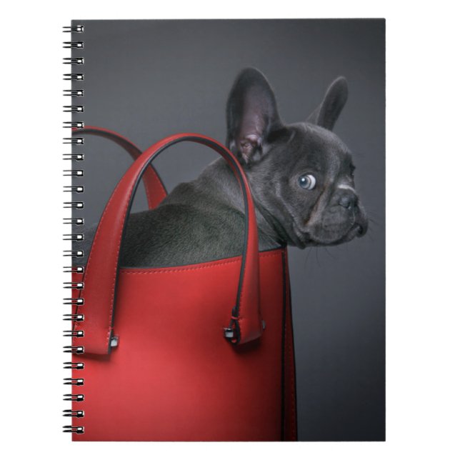 Cutest Baby Animals | French Bulldog Red Hand Bag Notebook (Front)