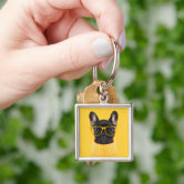 Blue Merle French Bulldog / Frenchie Cartoon Dog Keychain