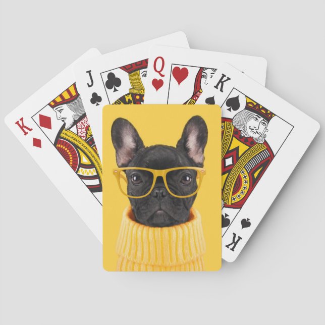 Cutest Baby Animals | French Bulldog Sunglasses Poker Cards (Back)