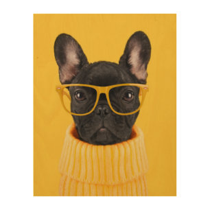 Cutest Baby Animals   French Bulldog Sunglasses Wood Wall Art