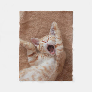 Cutest Baby Animals Ginger Kitten Yawning Fleece Blanket