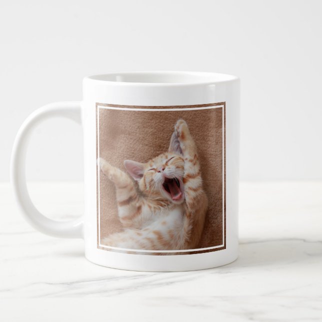 Cutest Baby Animals | Ginger Kitten Yawning Giant Coffee Mug (Left)