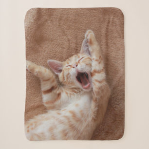 Cutest Baby Animals Ginger Kitten Yawning Sherpa Blanket