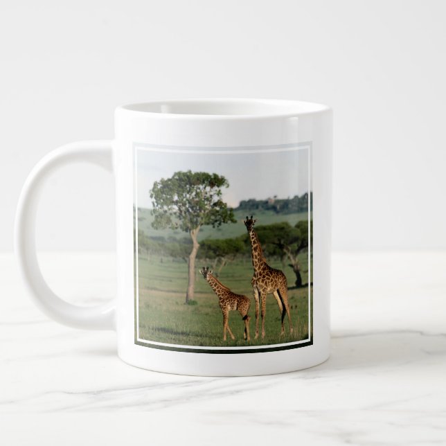 Cutest Baby Animals | Giraffe Calf & Mama Giant Coffee Mug (Left)