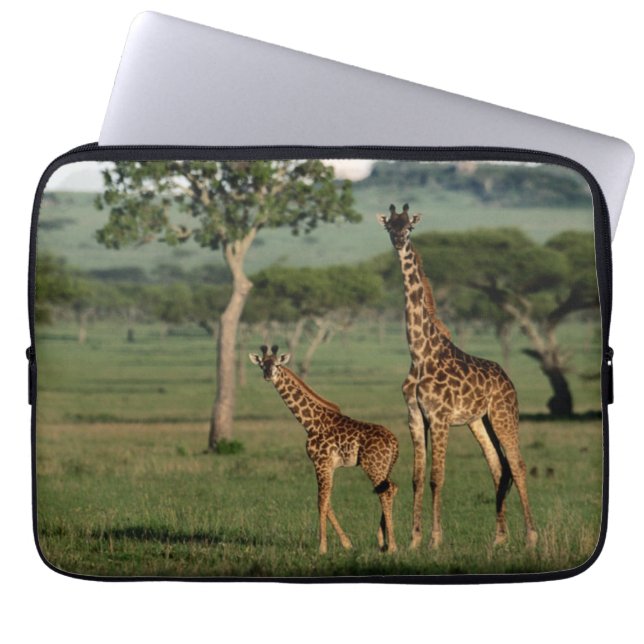Cutest Baby Animals | Giraffe Calf & Mama Laptop Sleeve (Front)